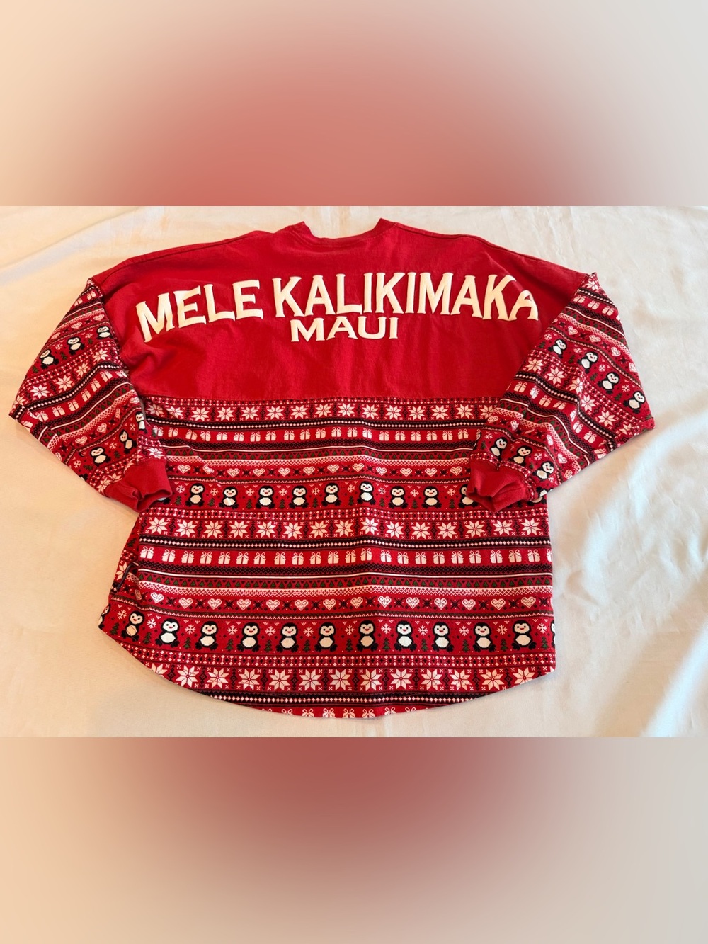 Spirit Jersey Mele Kalikimaka Maui Holiday Jersey with Penguins Size M